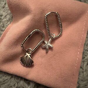 silver sea theme earrings dangly Chloe and lois